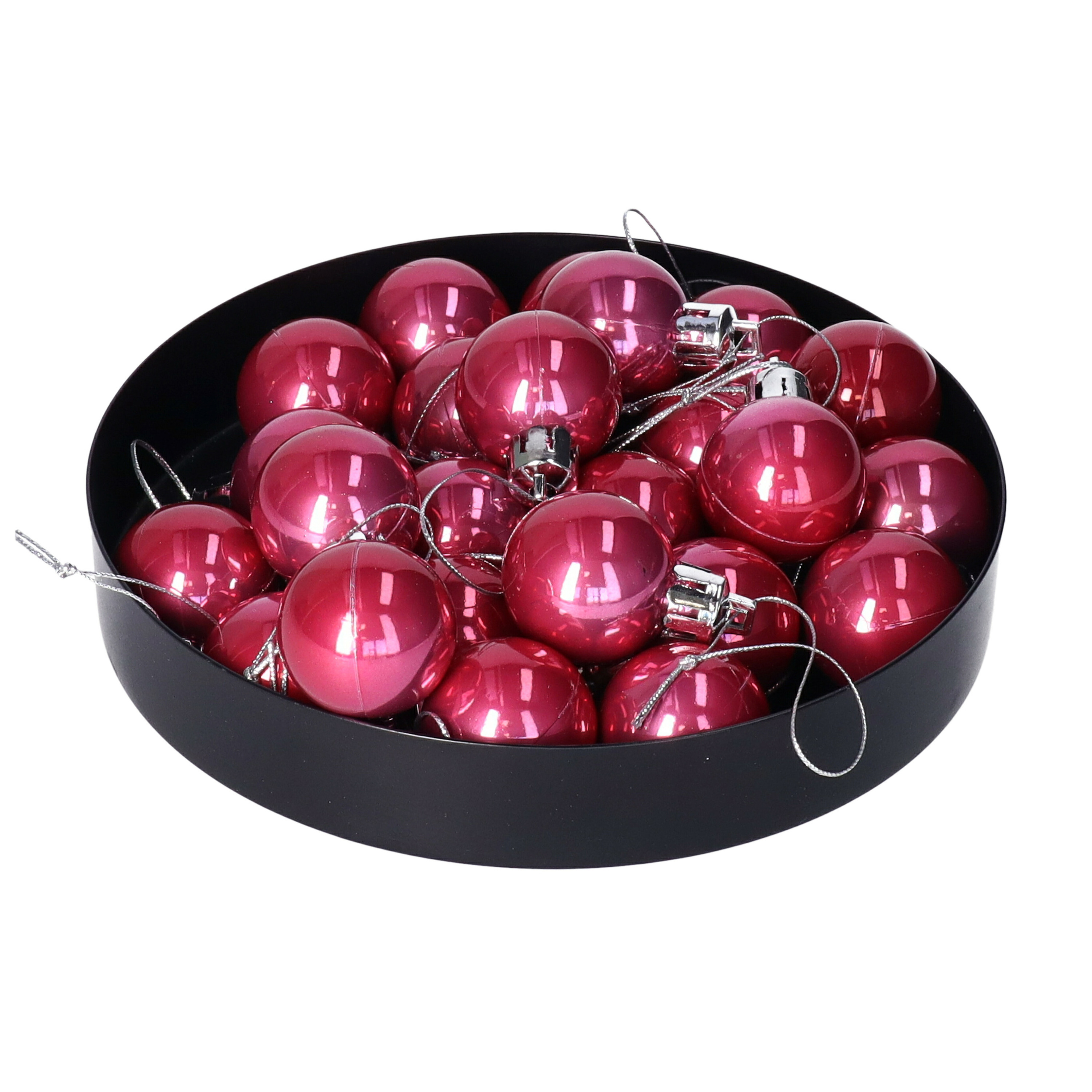 Othmar Decorations mini kerstballen - 24x stuks - 3 cm - orchidee roze - kunststof -