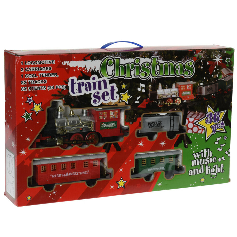 Kerstboom trein - rijdend - 31-delig - met licht en muziek -kersttrein -