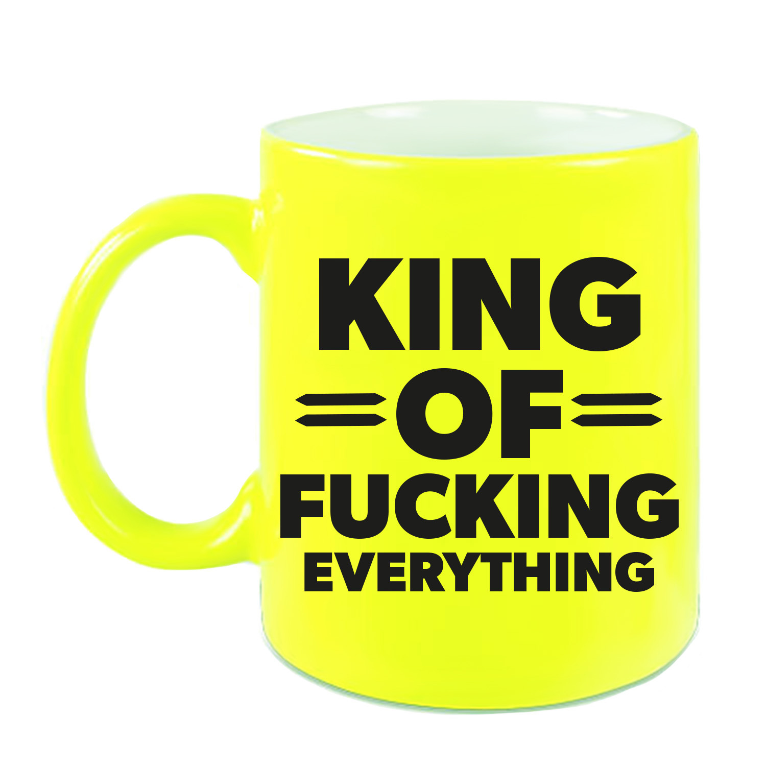 Feest cadeau koffie/thee mok voor King - geel - King of everything - keramiek - 300 ml -