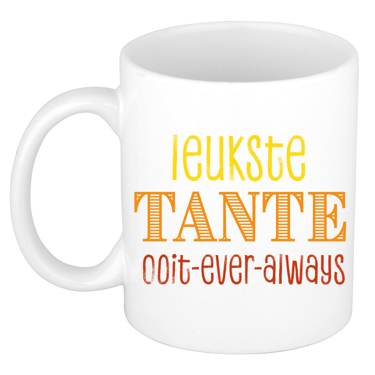 Cadeau koffie/thee mok voor tante - oranje - de leukste tante - keramiek - 300 ml -