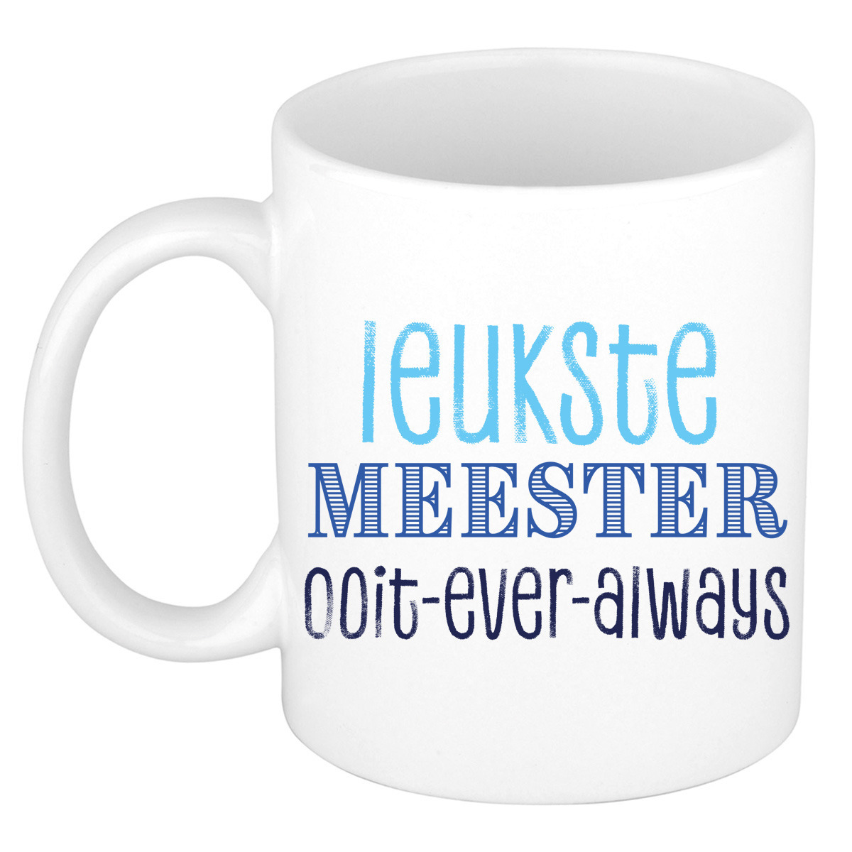 Cadeau koffie/thee mok voor Meester - blauw - de leukste Meester - keramiek - 300 ml -