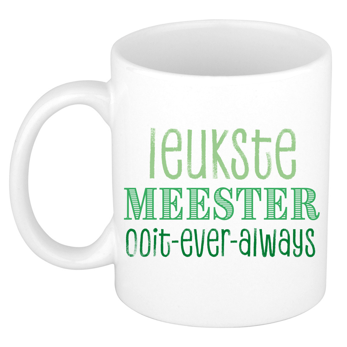 Cadeau koffie/thee mok voor Meester - groen - de leukste Meester - keramiek - 300 ml -