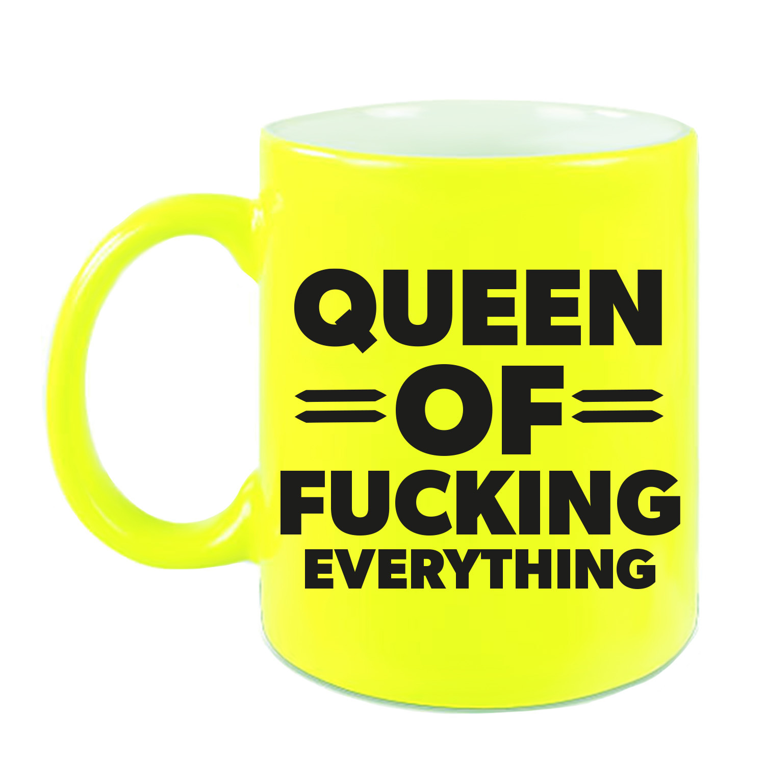Feest cadeau koffie/thee mok voor Queen - geel - Queen of everything - keramiek - 300 ml -