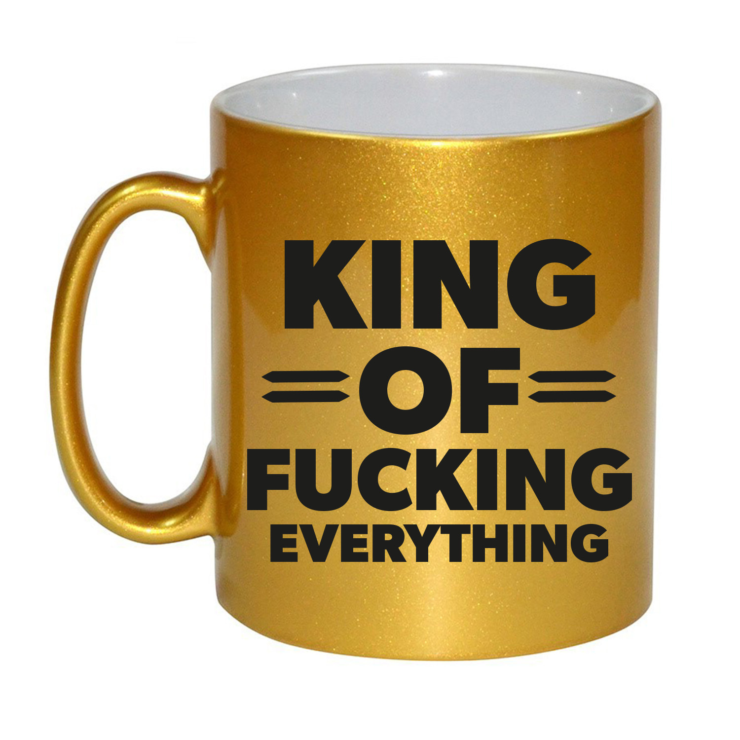 Feest cadeau koffie/thee mok voor King - goud - King of everything - keramiek - 300 ml -
