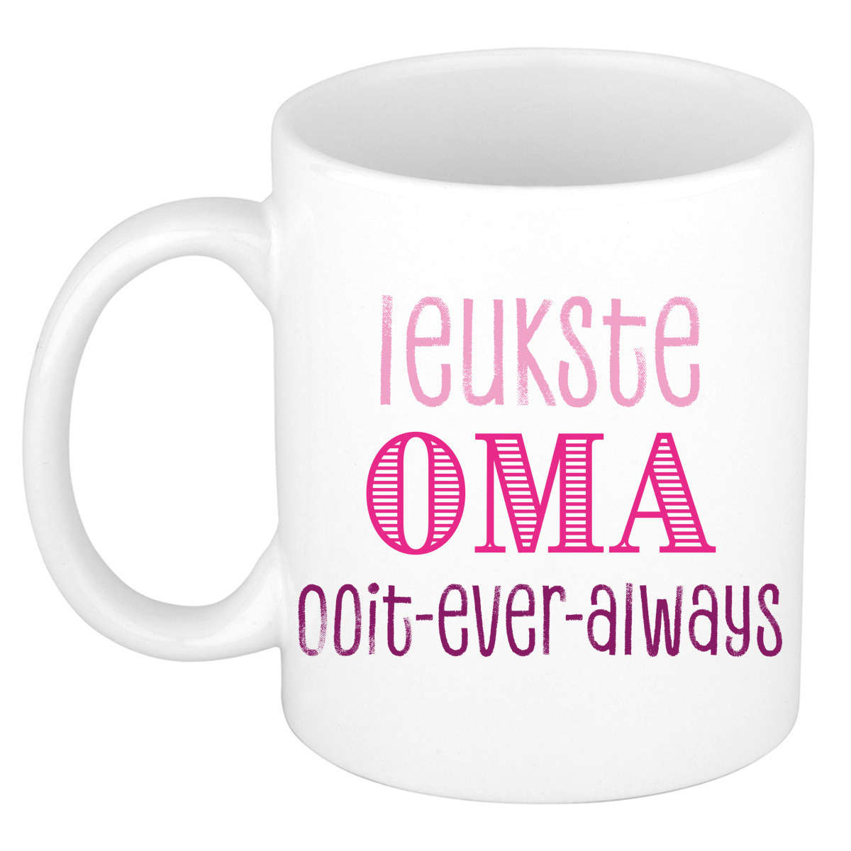 Cadeau koffie/thee mok voor Oma - roze - de leukste Oma - keramiek - 300 ml -