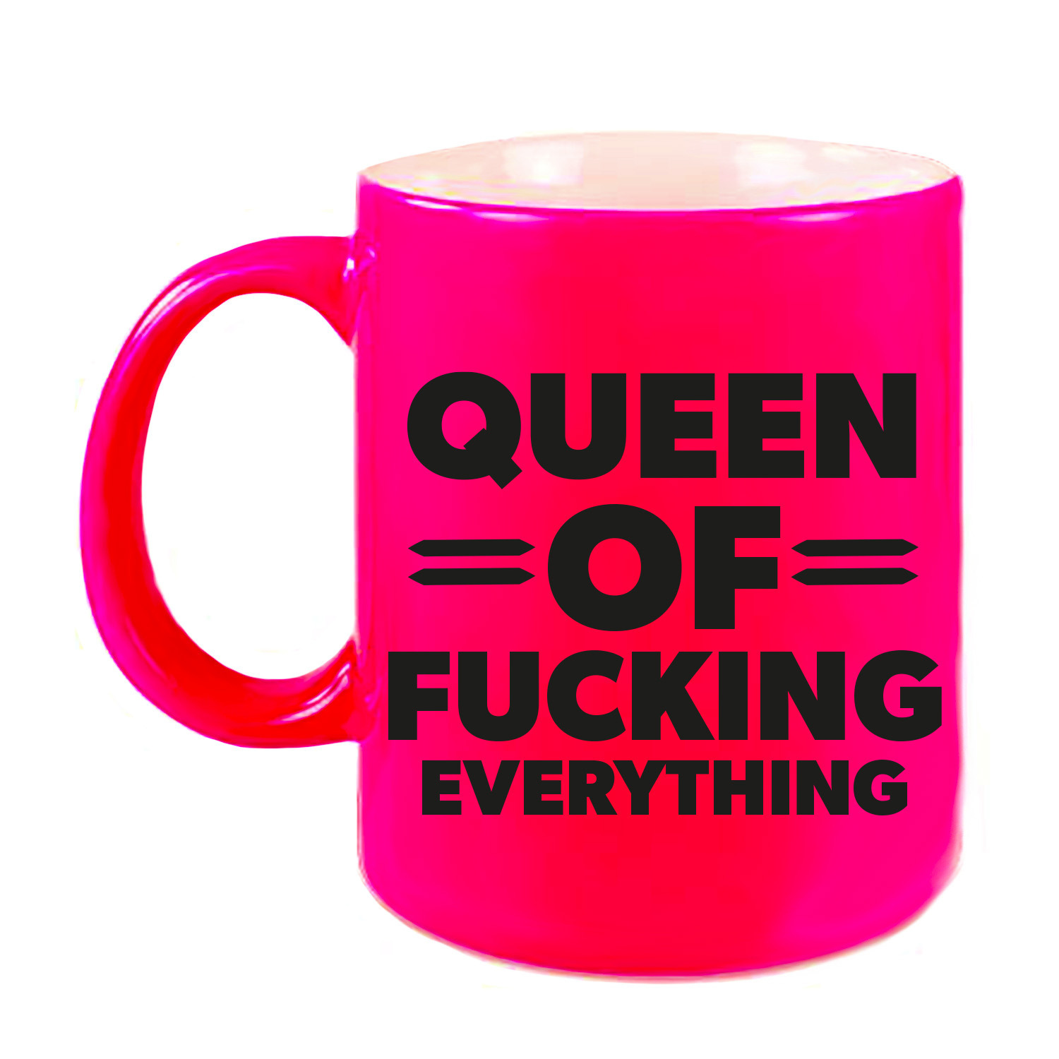 Feest cadeau koffie/thee mok voor Queen - roze - Queen of everything - keramiek - 300 ml -