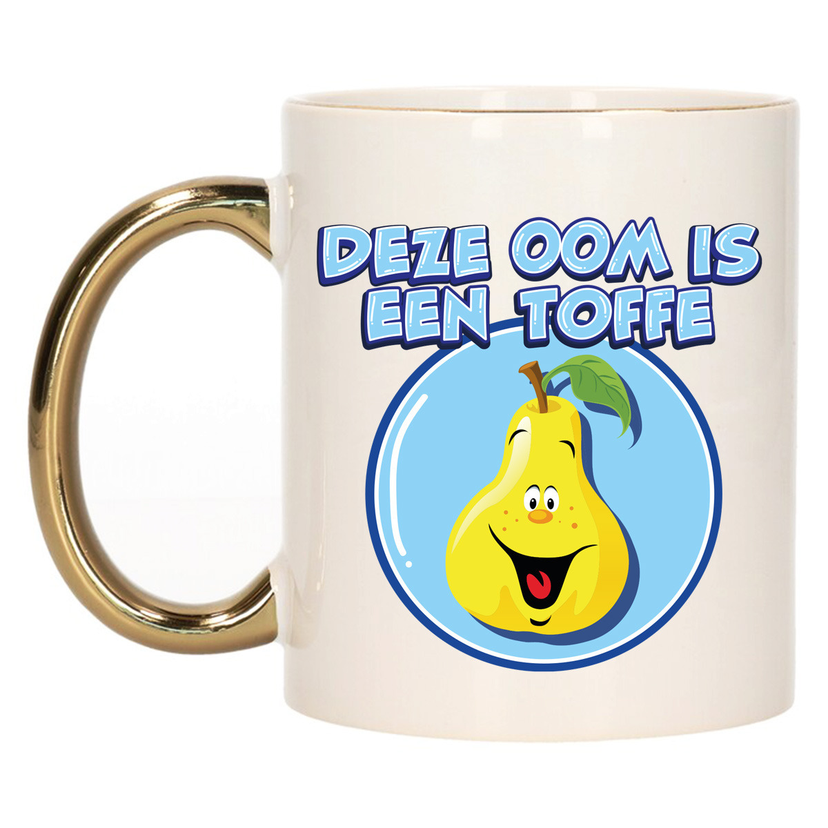 Cadeau koffie/thee mok voor Oom - goud - toffe Oom - keramiek - 300 ml -
