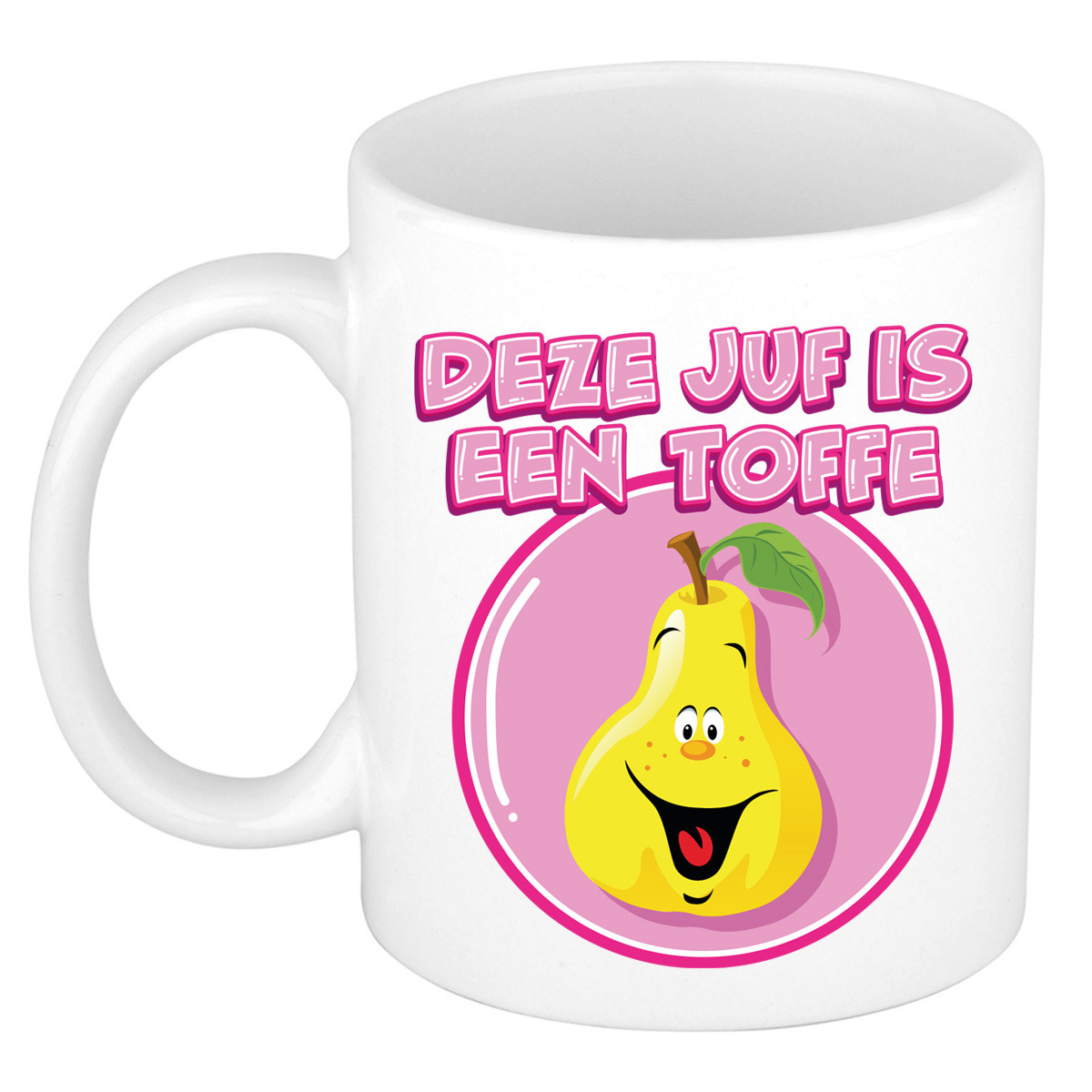 Cadeau koffie/thee mok voor Juf - wit - toffe Juf - keramiek - 300 ml -