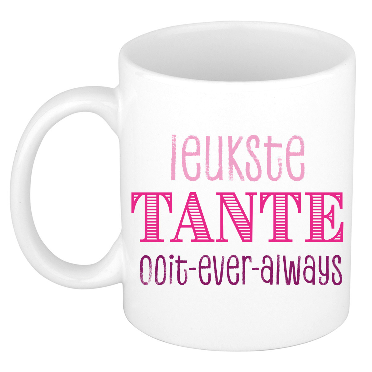 Cadeau koffie/thee mok voor tante - roze - de leukste tante - keramiek - 300 ml -