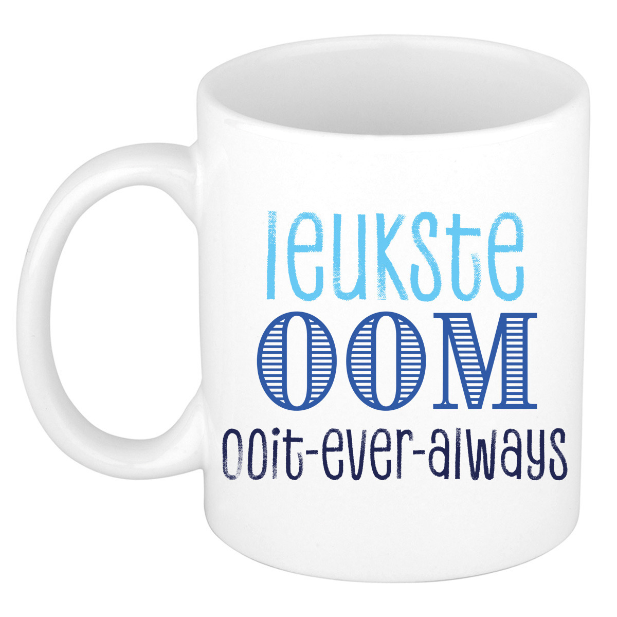Cadeau koffie/thee mok voor oom - blauw - de leukste oom - keramiek - 300 ml -