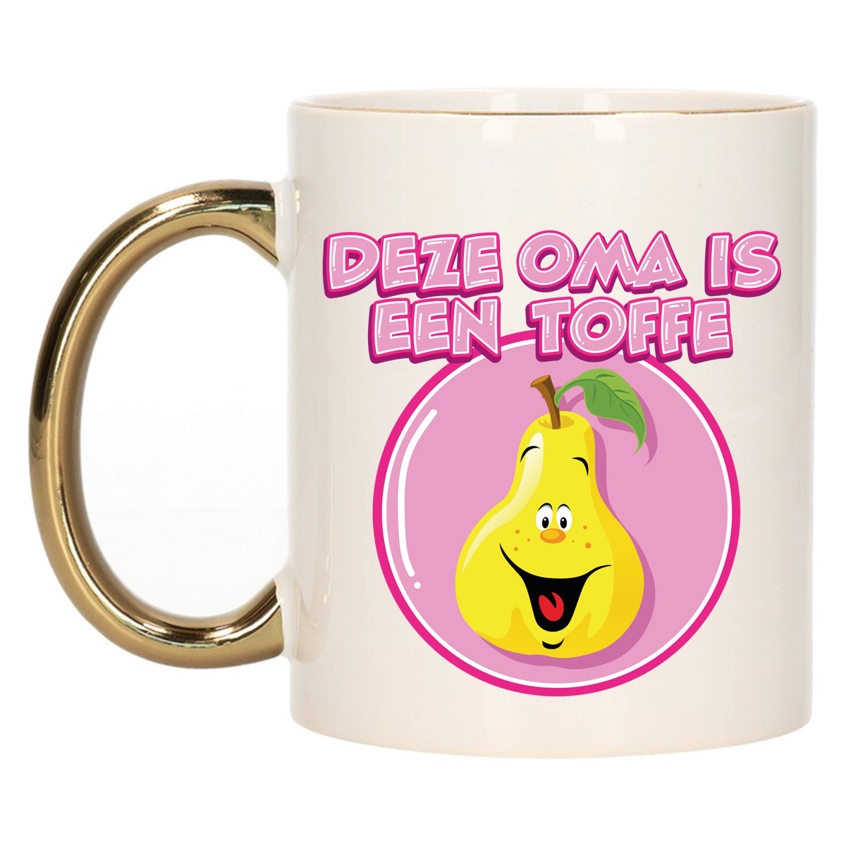 Cadeau koffie/thee mok voor Oma - goud - toffe Oma - keramiek - 300 ml -