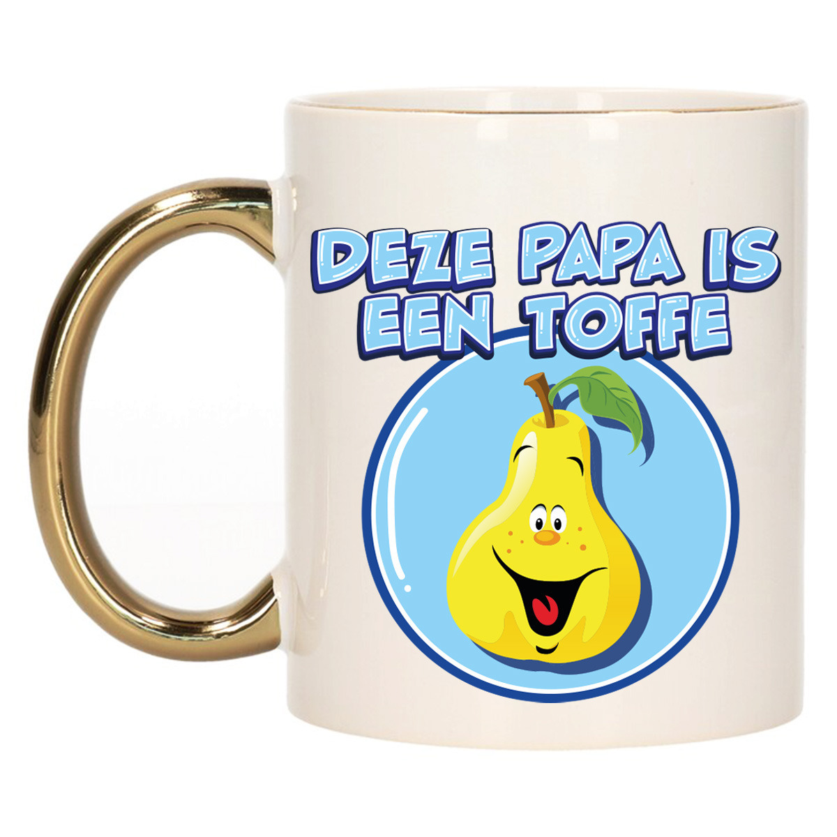 Cadeau koffie/thee mok voor Papa - goud - toffe Papa - keramiek - 300 ml -