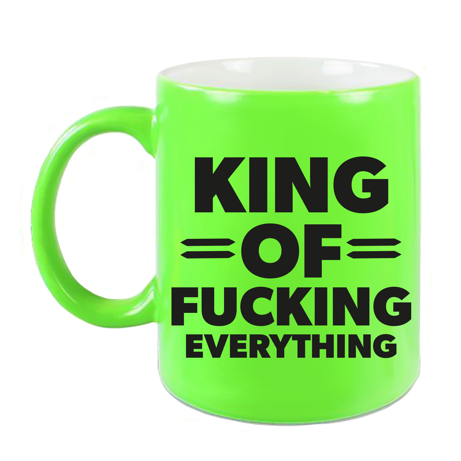 Feest cadeau koffie/thee mok voor King - groen - King of everything - keramiek - 300 ml -