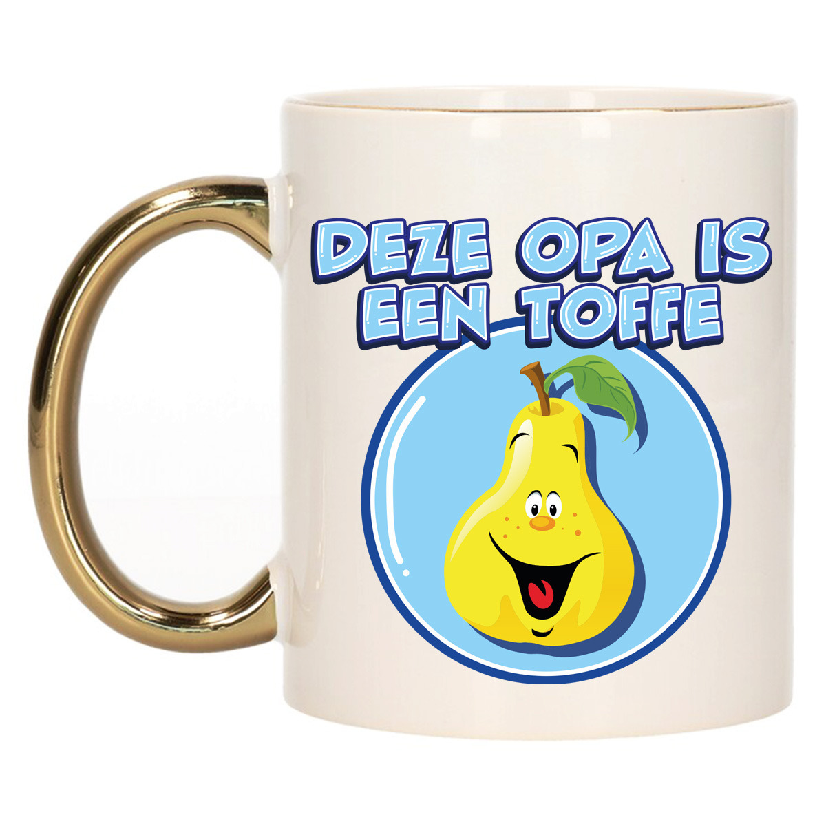 Cadeau koffie/thee mok voor Opa - goud - toffe Opa - keramiek - 300 ml -