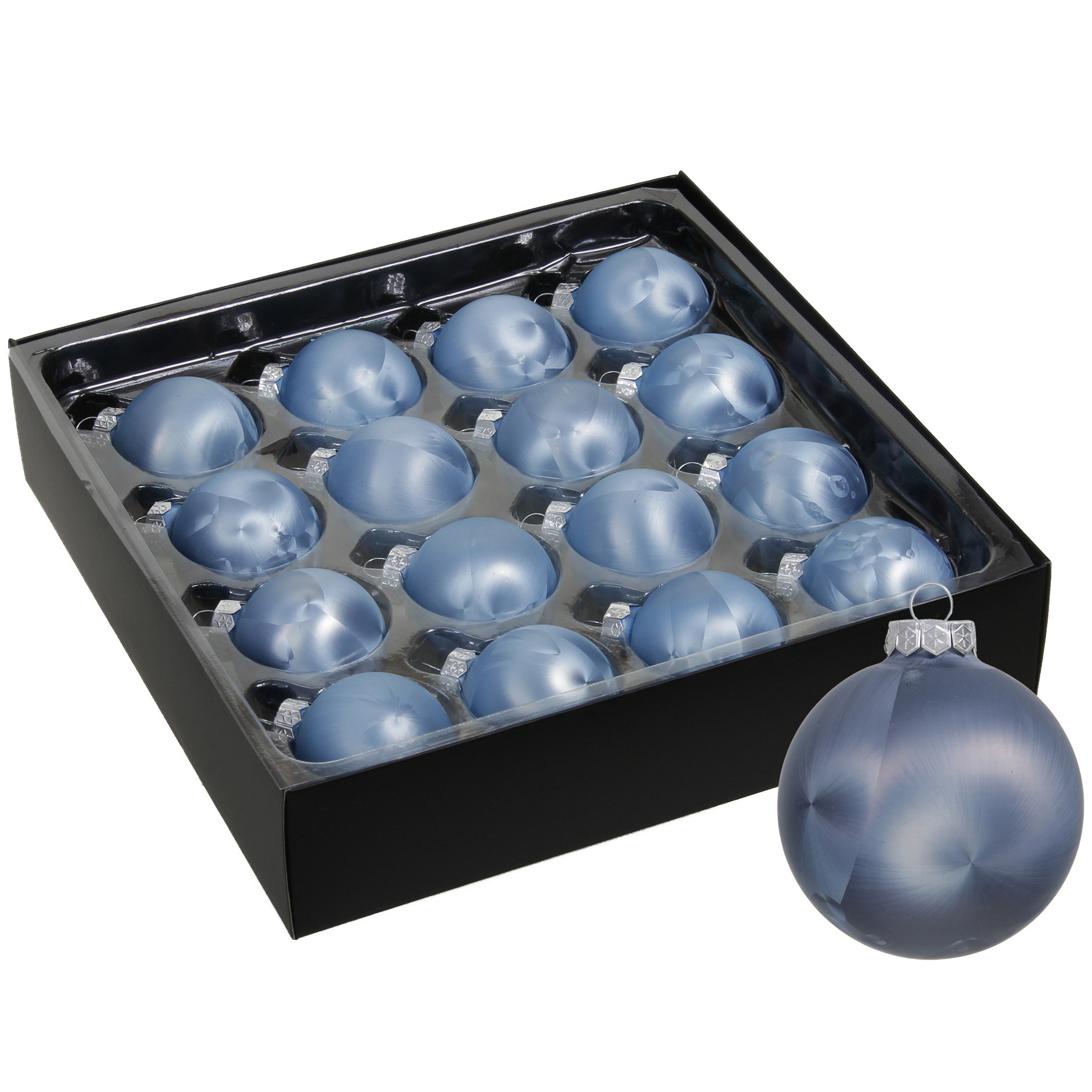 Luxe kleine kerstballen - 32x stuks - 4 cm - blauw - glas - ice finish -
