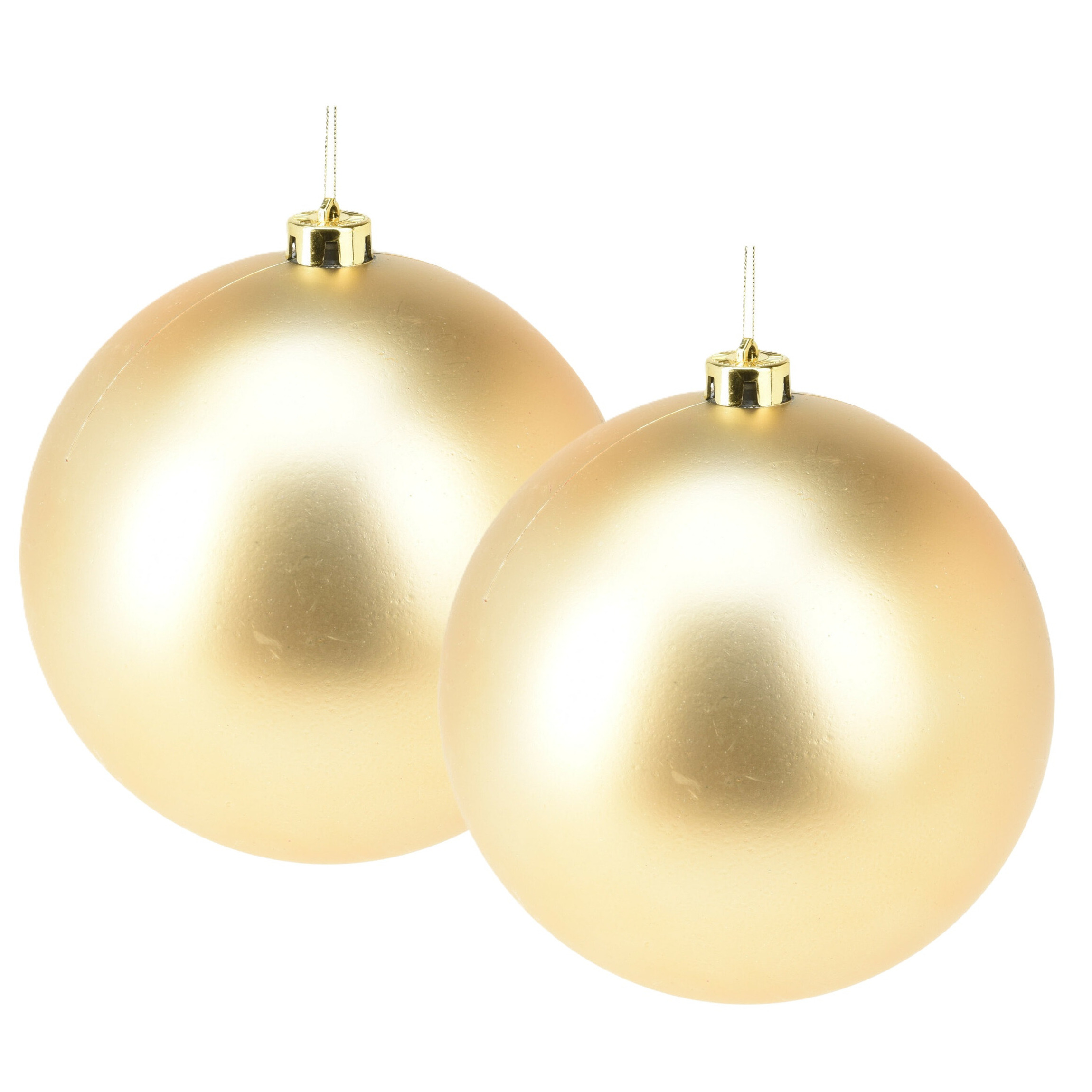 Grote decoratie kerstballen - 2x - goud - 18 cm - kunststof - mat - kerstversiering -