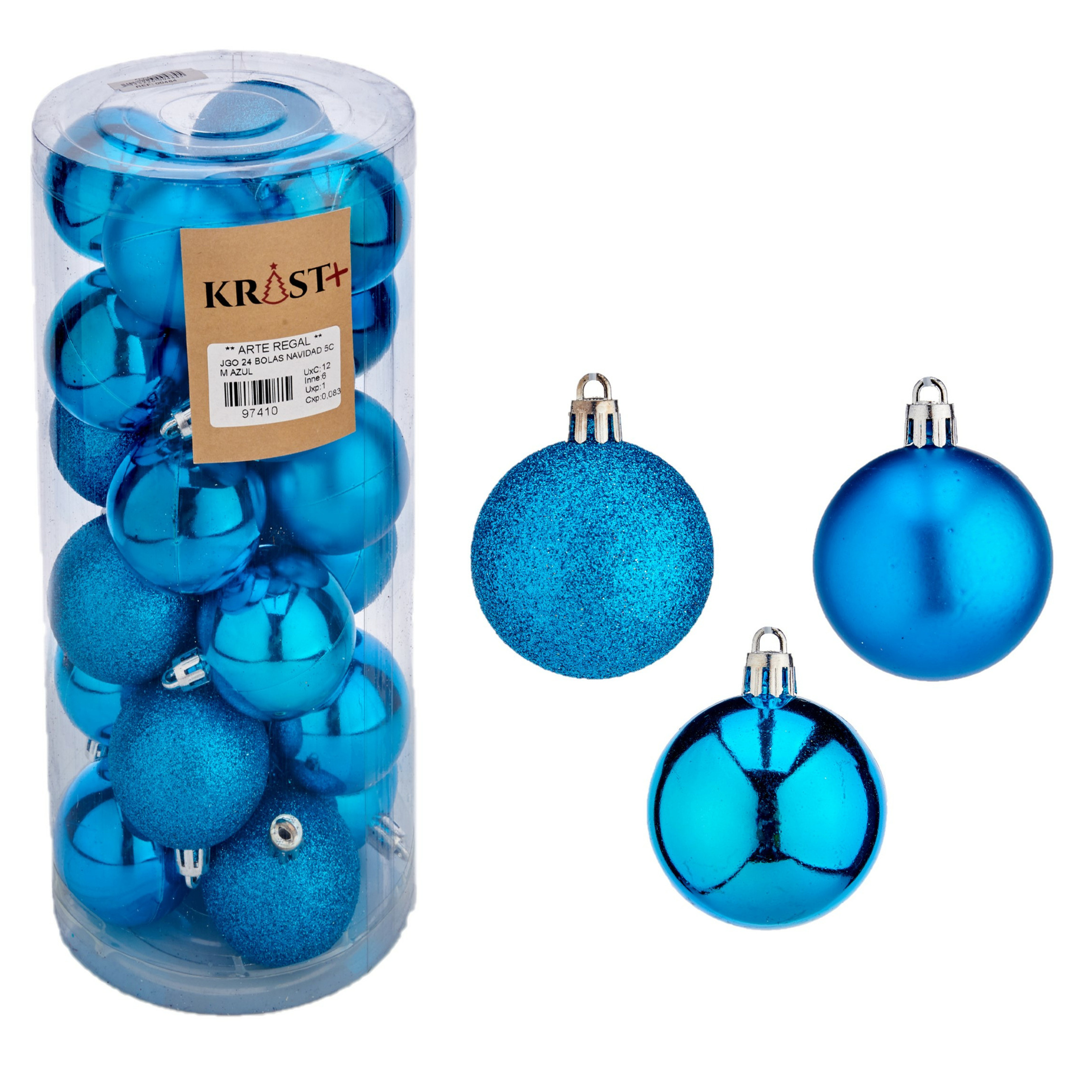 Kerstballen - 48x st - helder blauw - 5 cm - kunststof - glitter/glans/mat -