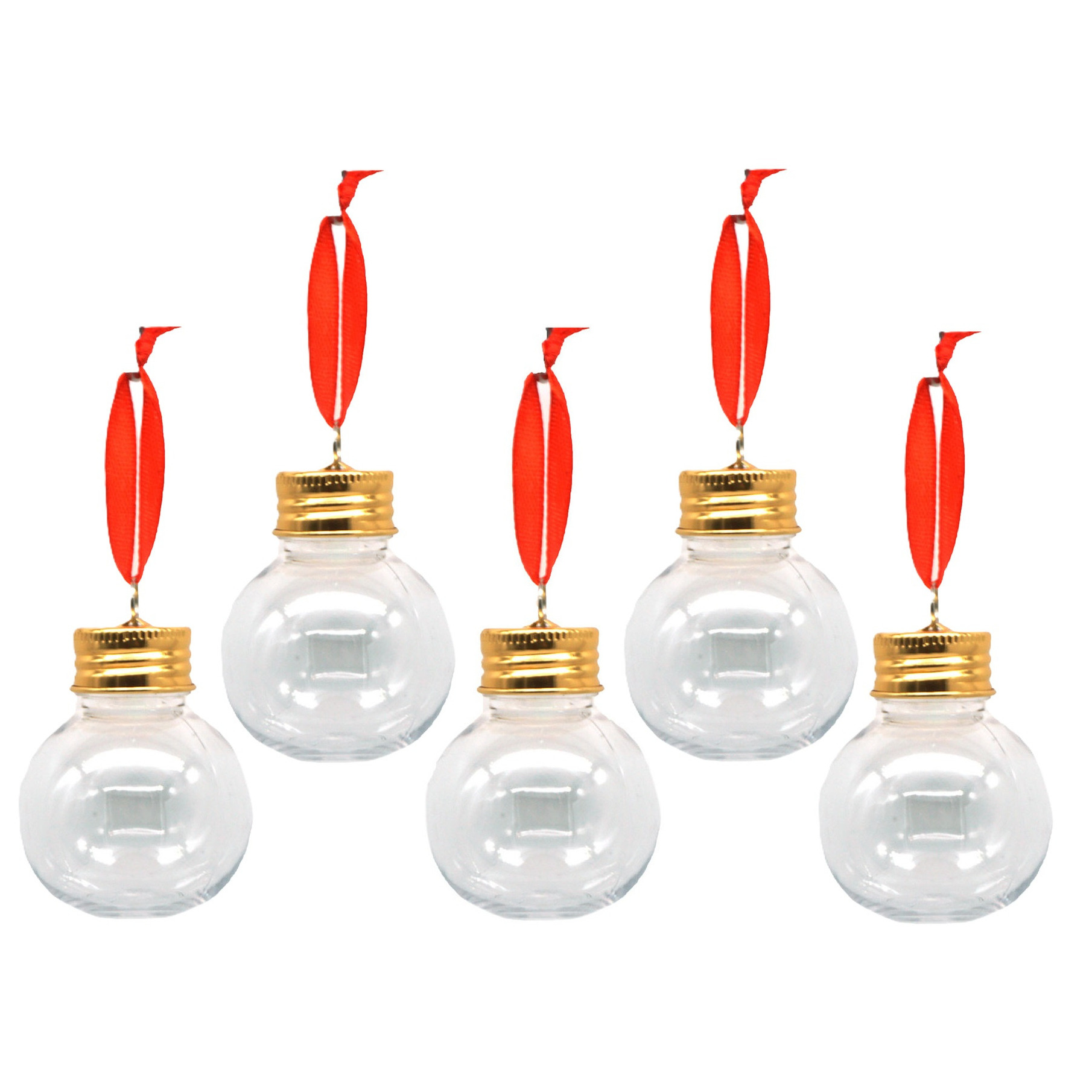Kerstballen - vulbaar - voor likeur/drank/vloeistof - 18x st - 50 ml - kunststof - 6 cm -