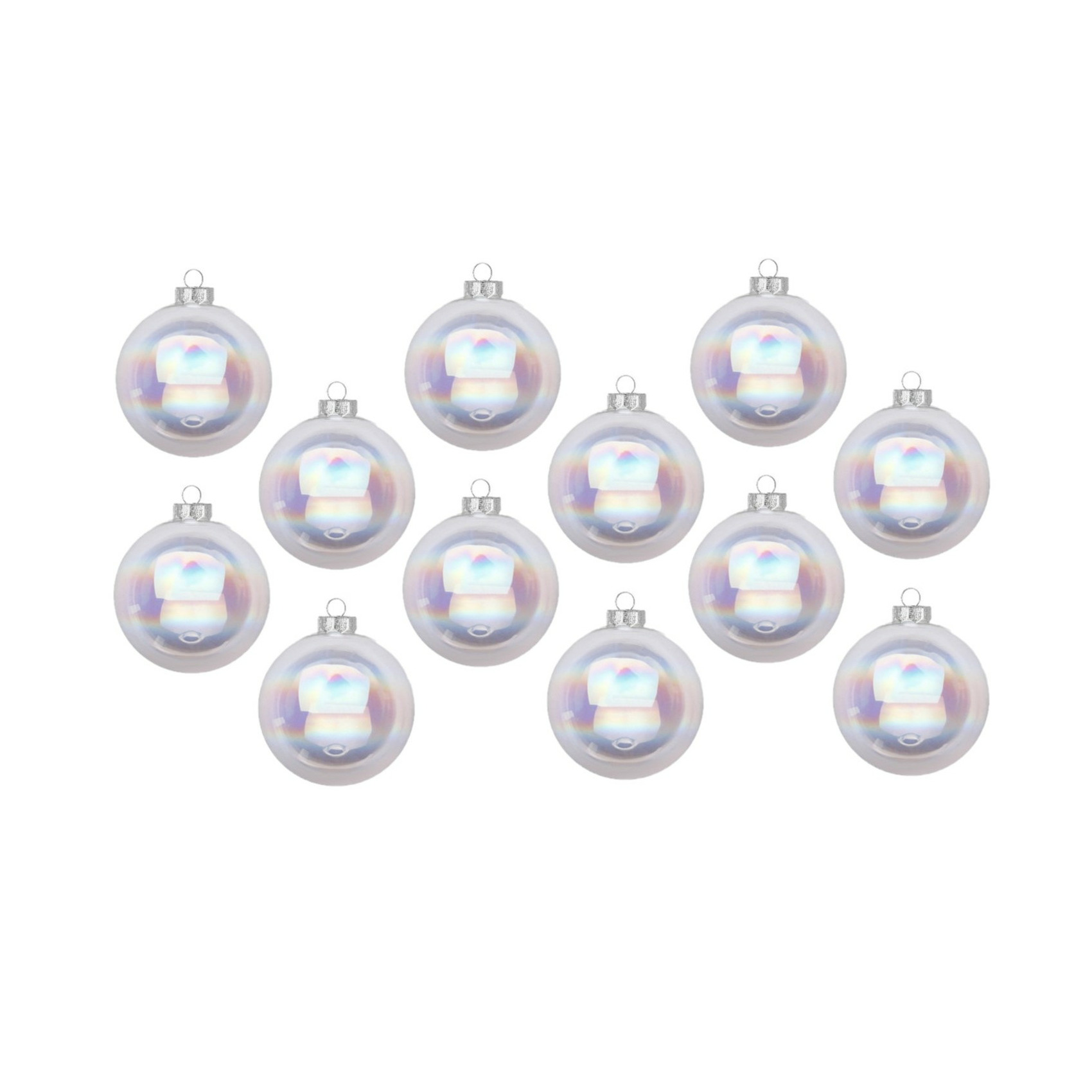 Kerstballen - 24x st - transparant parelmoer - D8 cm - glas - glans/mat -