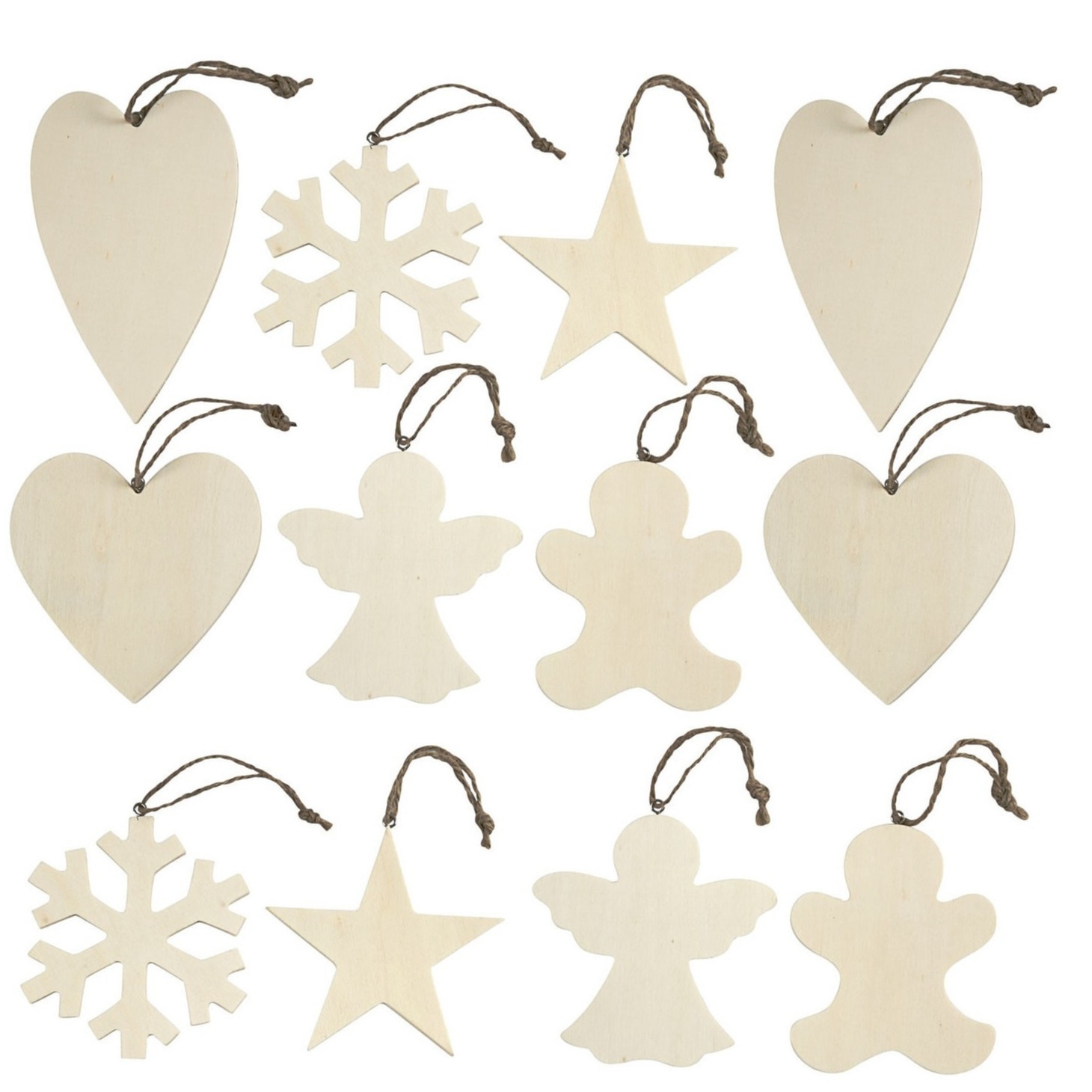 Kersthangers figuurtjes - 12x st - hout - 9 tot 11 cm - kerstornamenten - kerstboomversiering -