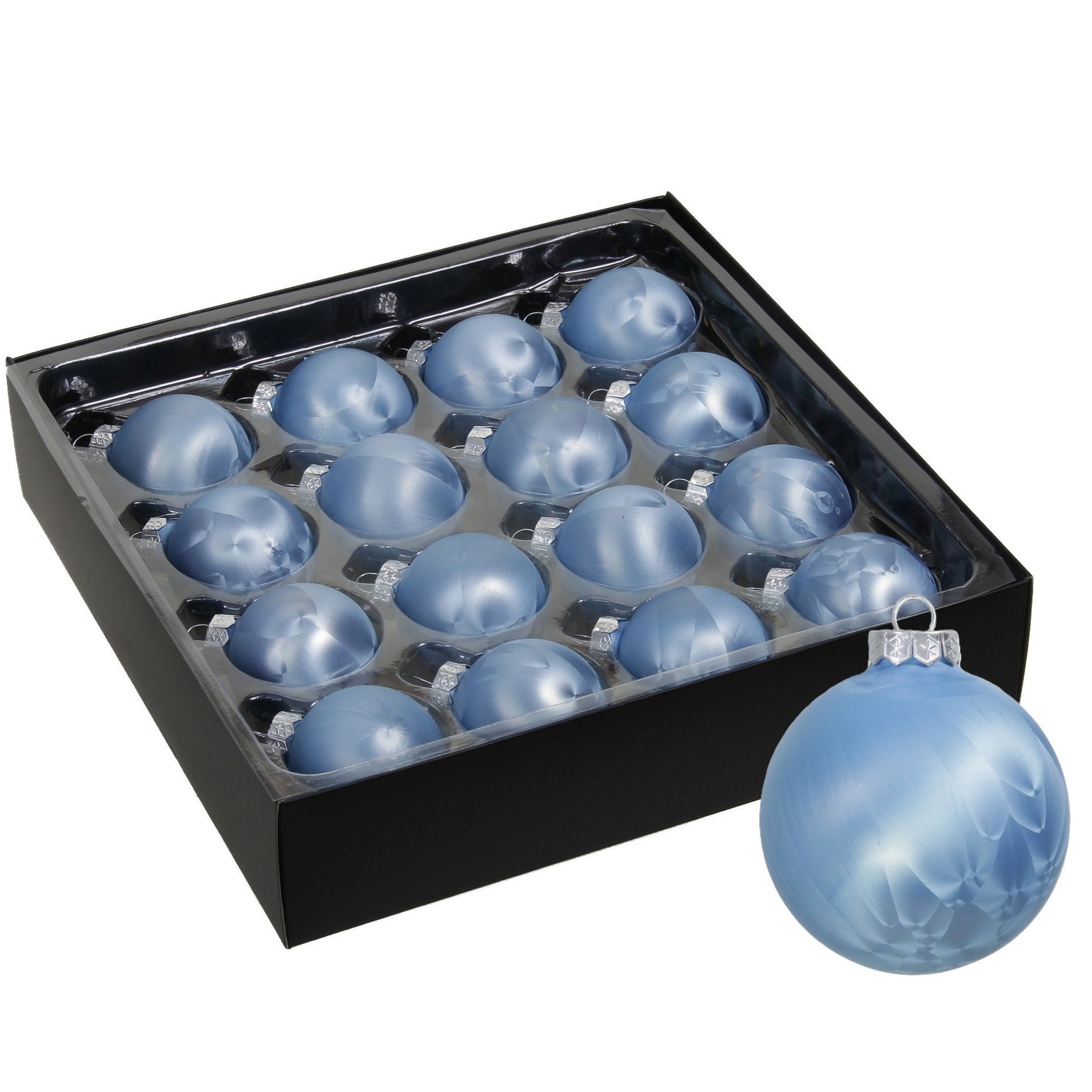 Luxe kleine kerstballen - 16x stuks - 4 cm - blauw - glas - ice finish -