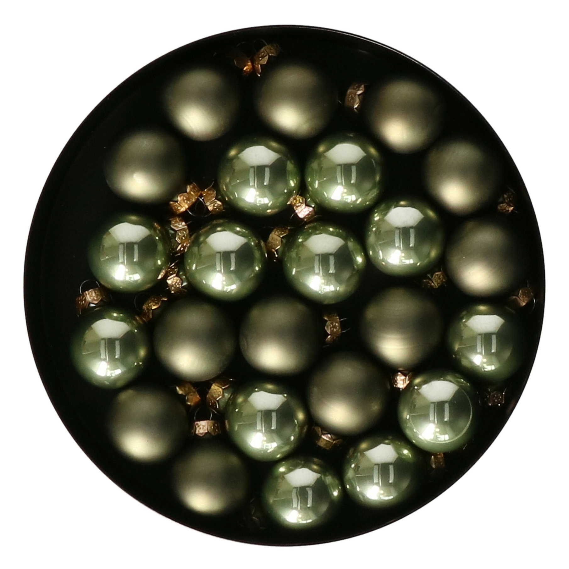 Othmar Decorations Mini kerstballen - 24x stuks - donkergroen - glas - 2,5 cm - kerstversiering -