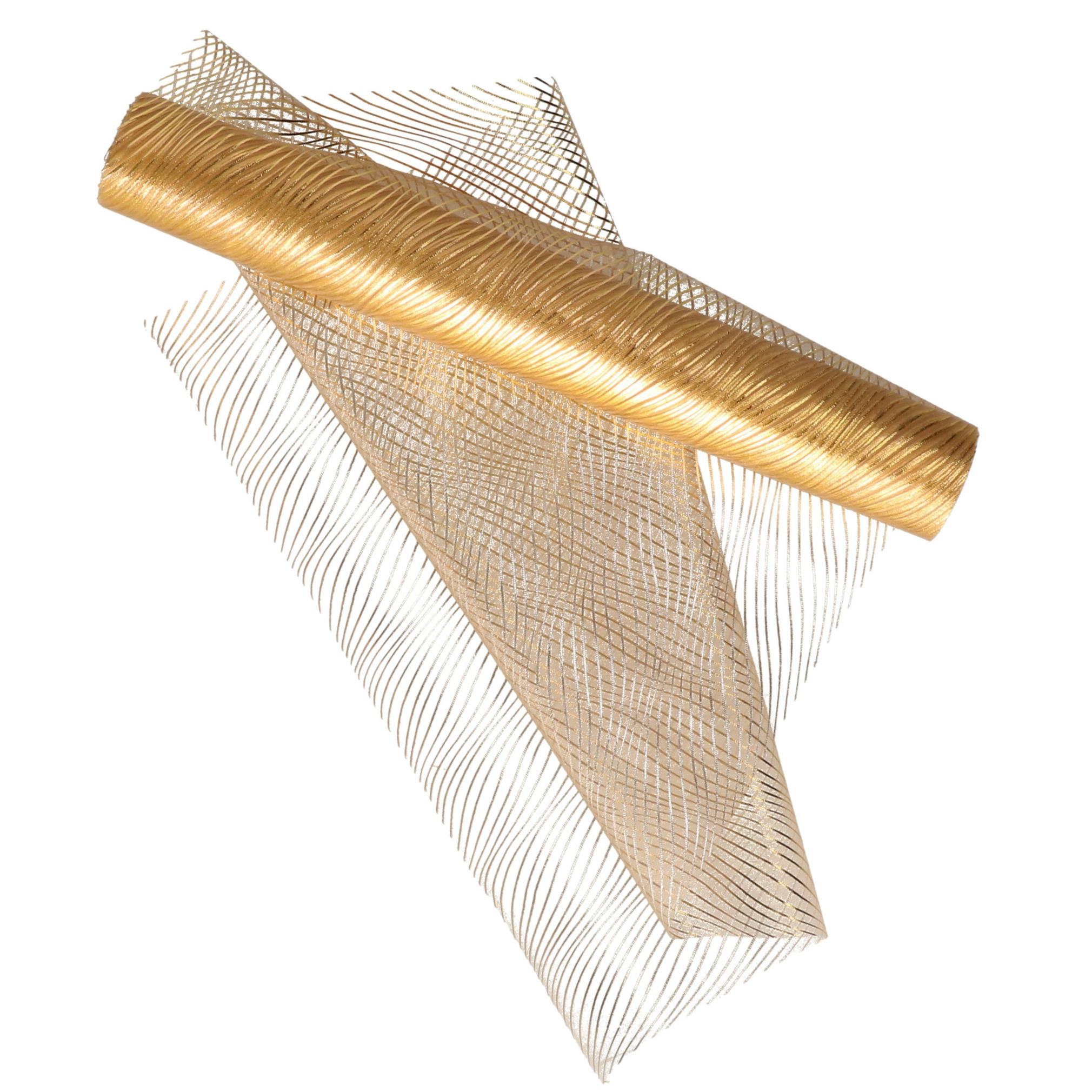 Home & Styling decoratie stof/tafelloper - goud - streep - 30 x 500 cm - polyester -