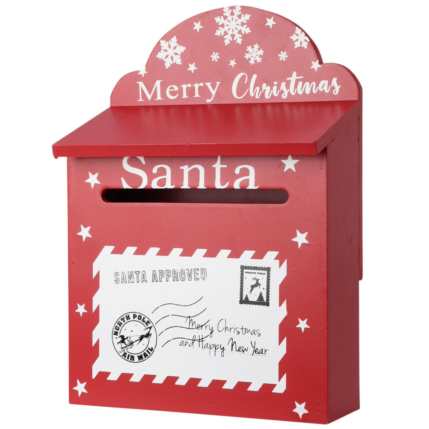 Brievenbus/mailbox - van de kerstman - rood - 30 x 20 x 9,5 cm - Merry Christmas -
