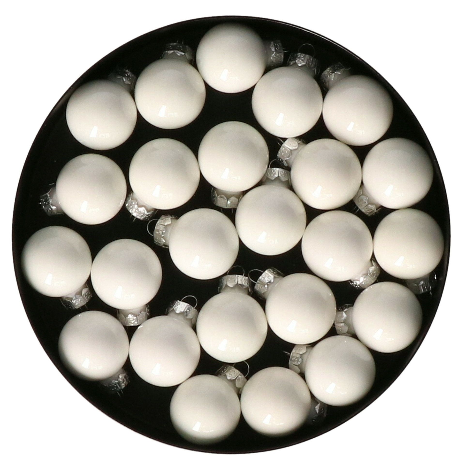 Othmar Decorations Mini kerstballen - 24x stuks - wit - glas - 2,5 cm - kerstversiering -