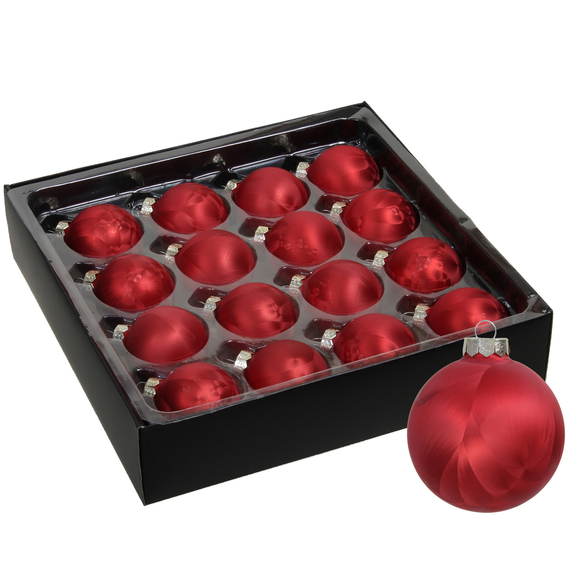 Luxe kleine kerstballen - 16x stuks - 4 cm - rood - glas - ice finish -