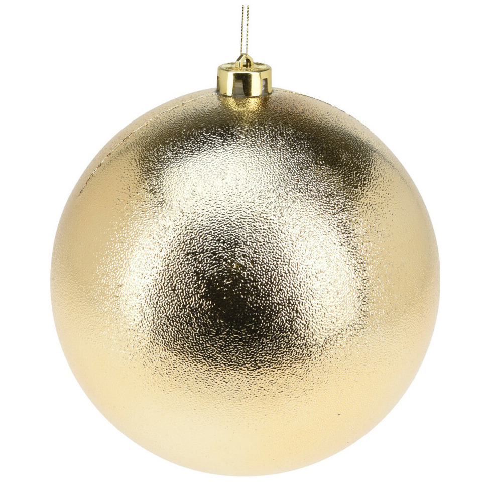 Grote decoratie kerstbal - goud - 18 cm - kunststof - relief - kerstversiering -