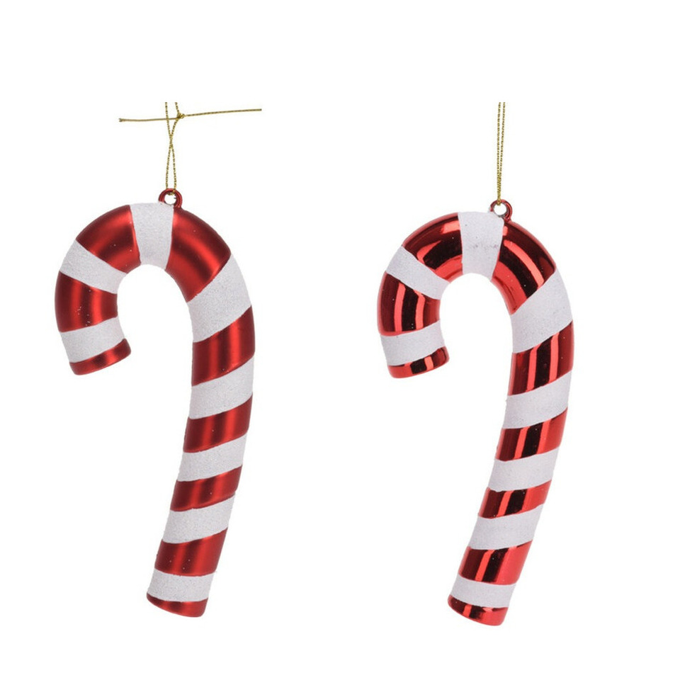 Kersthangers zuurstokken - 4x st- kunststof - 17 cm - wit/rood - kerstornamenten -
