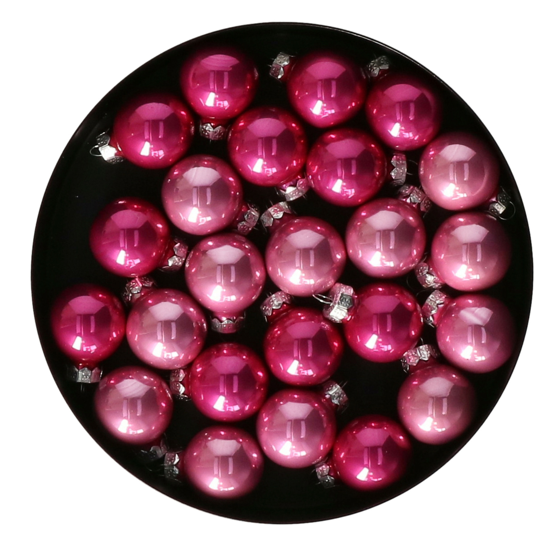 Othmar Decorations Mini kerstballen - 48x stuks - roze tinten - glas - 2,5 cm - kerstversiering -