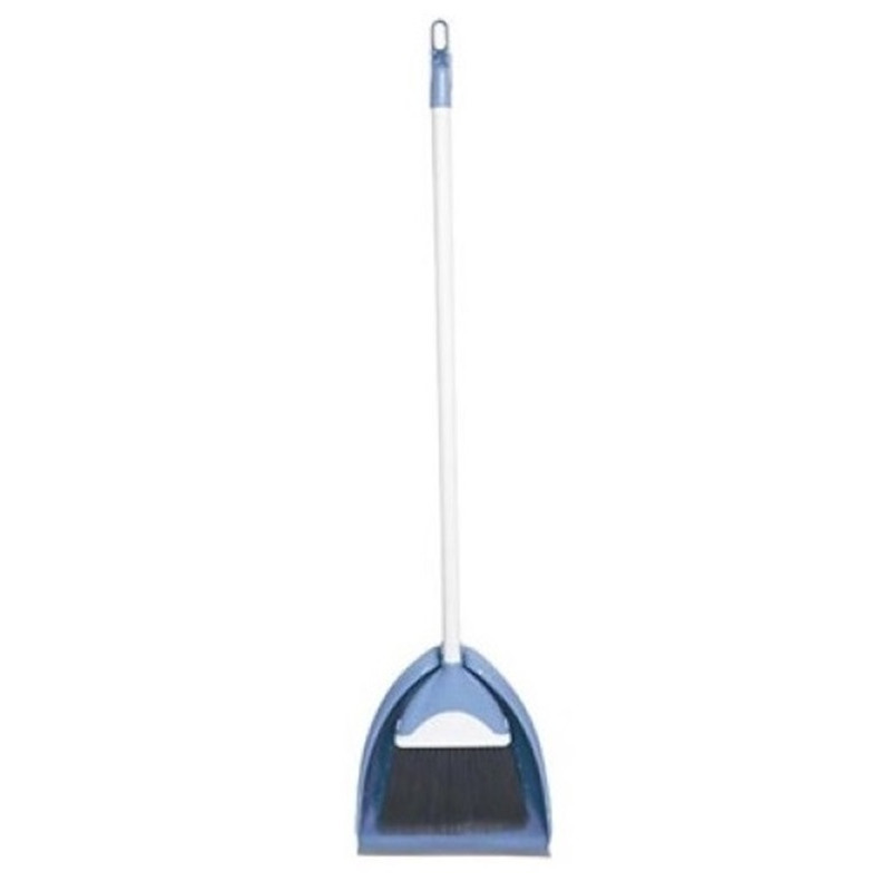 Concorde Stoffer en Blik set met lange steel - blauw - 102 cm - Zachte bezem voor binnen -