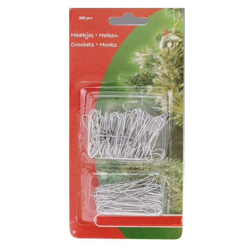 Kerstbalhaakjes - 300x st - zilver - 4 en 6 cm - kerstboom haakjes -