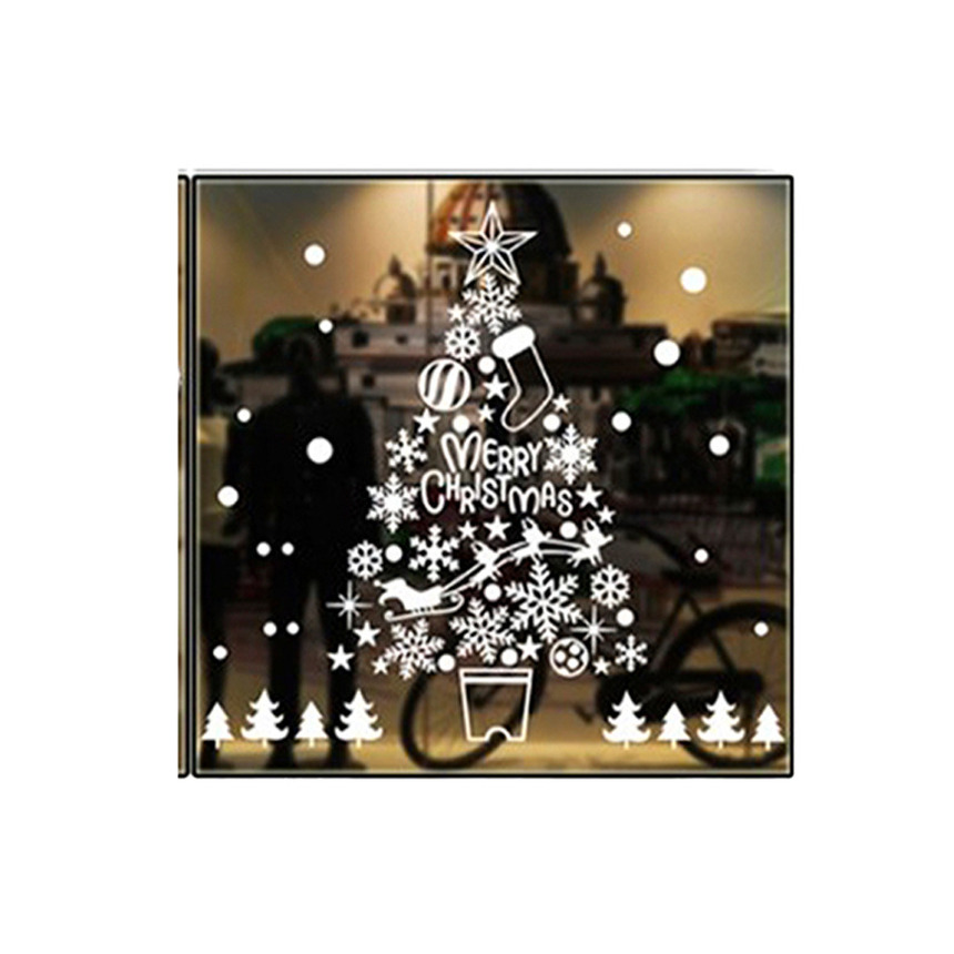 Kerst decoratie raamsticker - kerstboom - 72 x 54 cm - raamversiering -