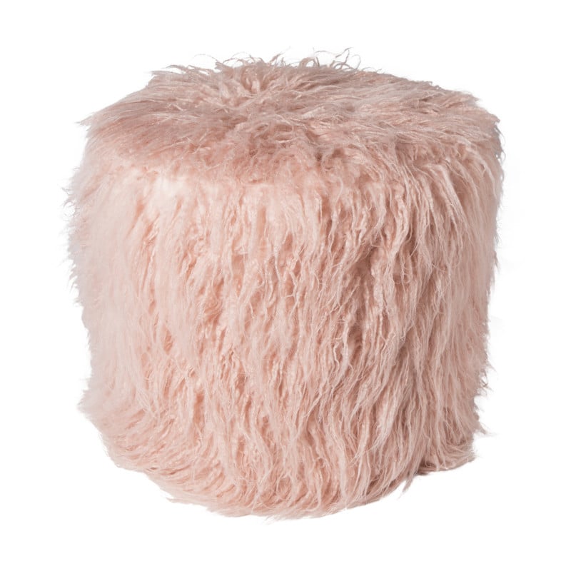 Poef fluffy - roze - 38x42x42 cm