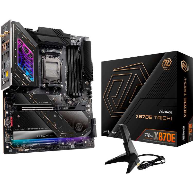 ASRock X870E Taichi moederbord RAID, 5 Gb-LAN, WLAN, BT, E-ATX