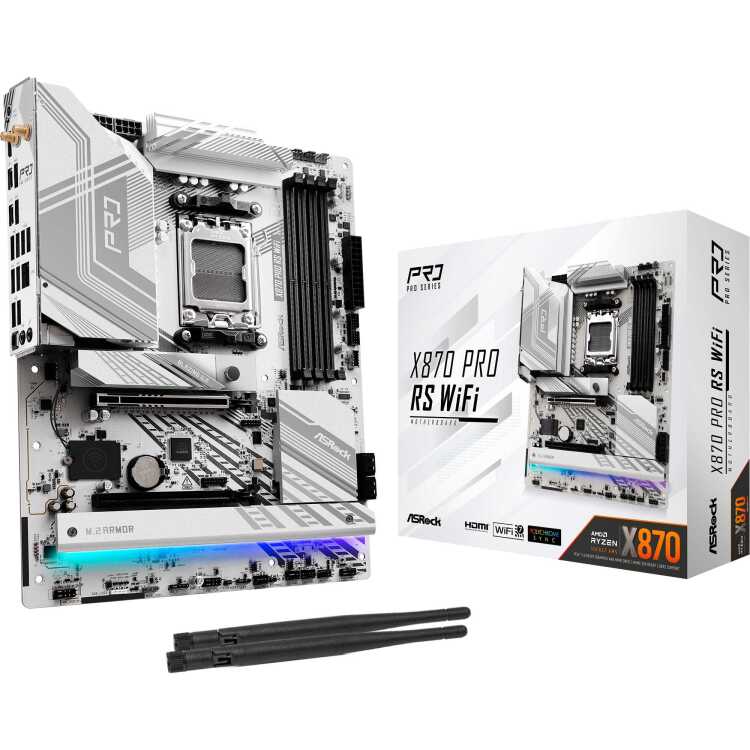 ASRock X870 Pro RS WiFi moederbord RAID, 2.5 Gb-LAN, WLAN, BT, E-ATX