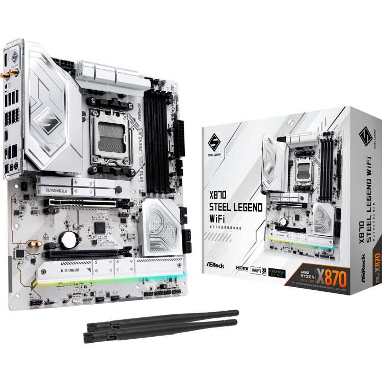 ASRock X870 Steel Legend WiFi moederbord RAID, 2.5 Gb-LAN, WLAN, BT, E-ATX