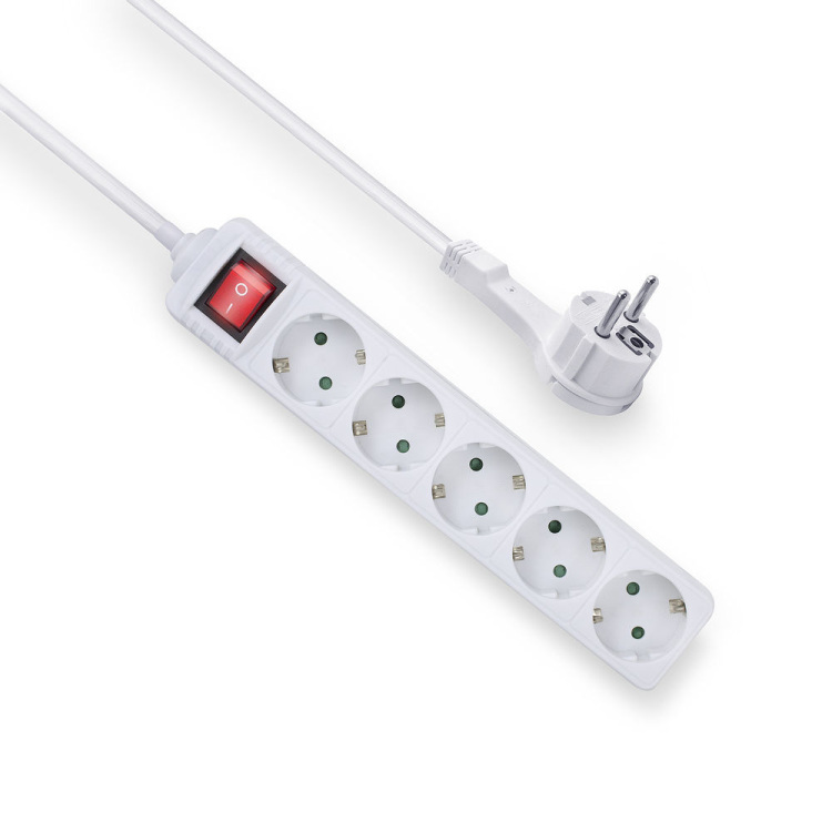 ACT Connectivity ACT Stekkerdoos platte stekker, 5 socket stekkerdoos