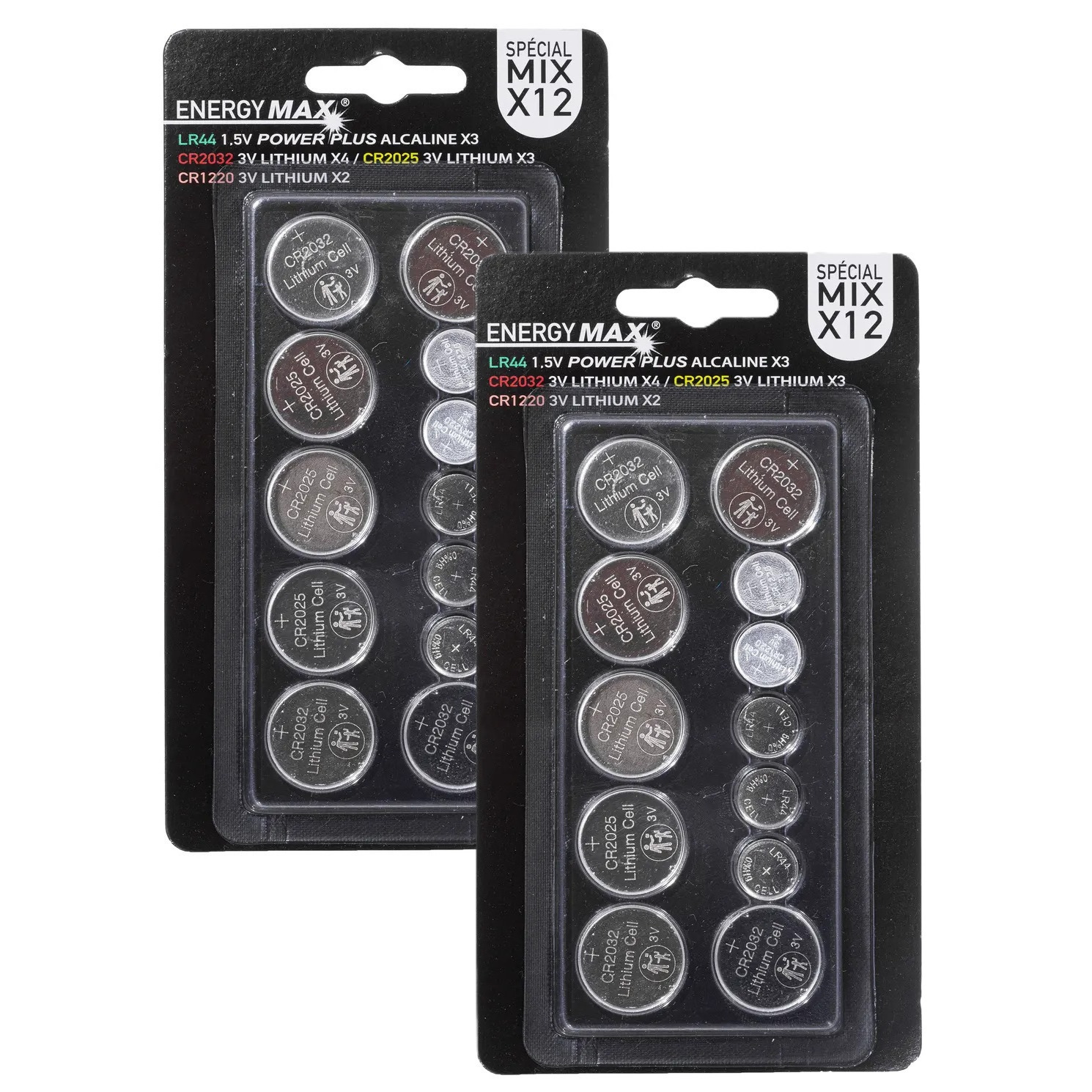 EnergyMax knoopcel batterijen budget voordeelset - Mix van 4 formaten - 24x stuks -