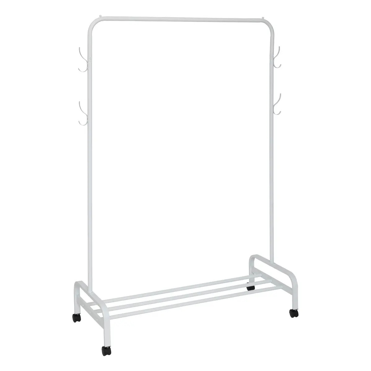 Mobiel kledingrek - metaal - wit - met wieltjes - 118 x 45 x 160 cm - hang en leg optie -