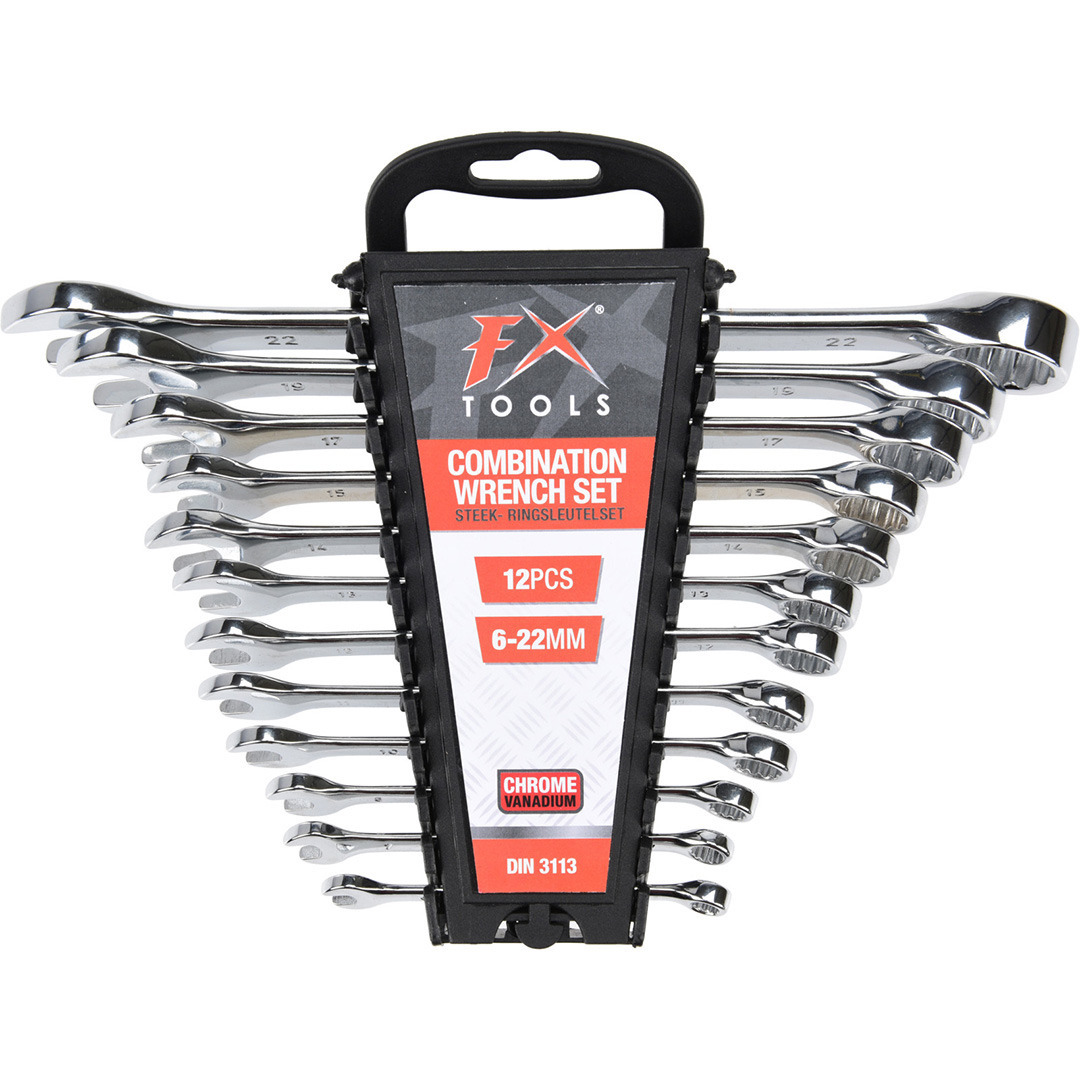 Steekringsleutelset - 12-delig - staal - 6-22 mm -