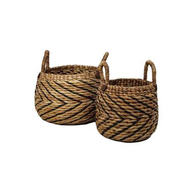 HSM Collection mandenset Agira (2 stuks) - naturel/zwart - Leen Bakker