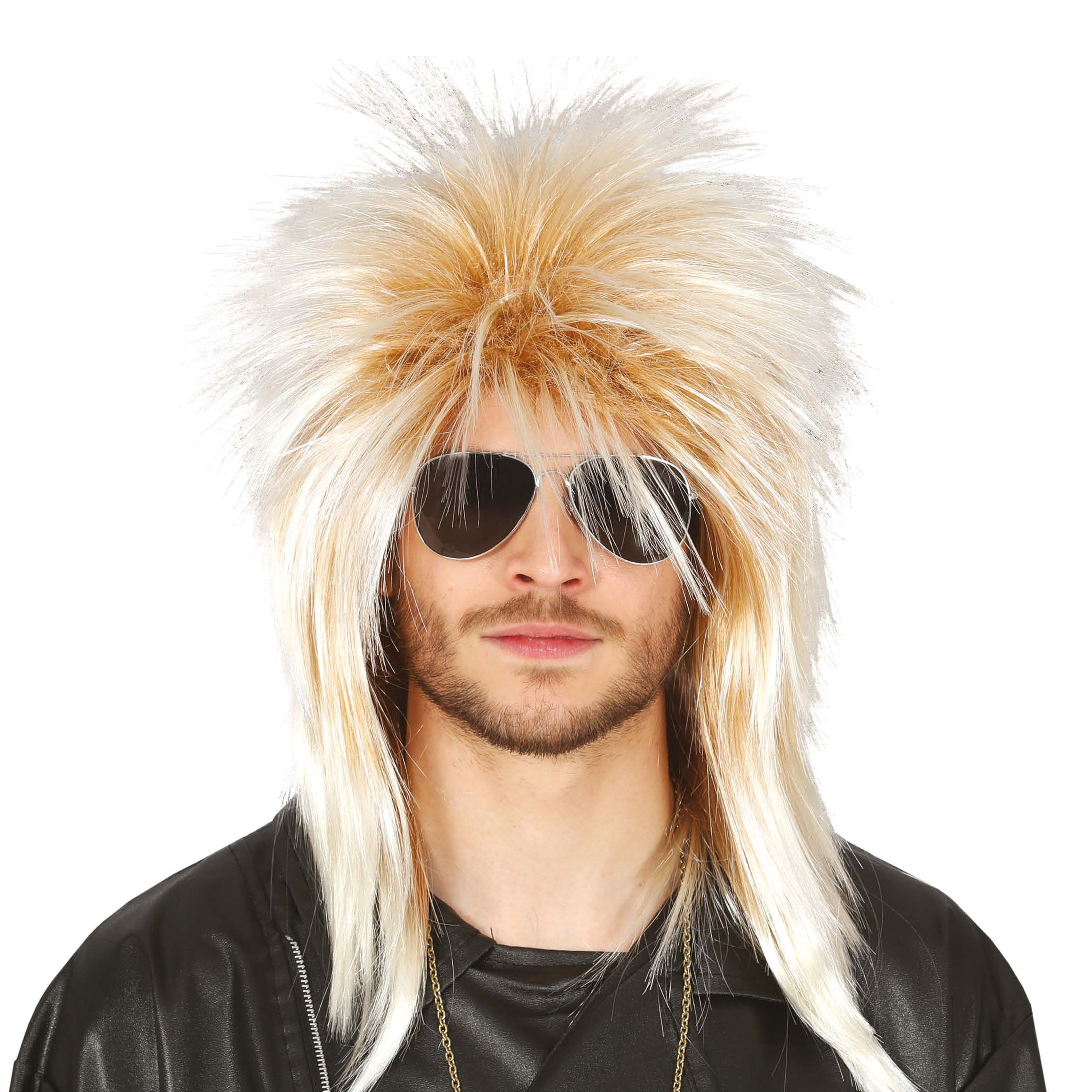 Carnaval verkleed pruik punk/rockster - blond - heren/dames - one size - foute party -