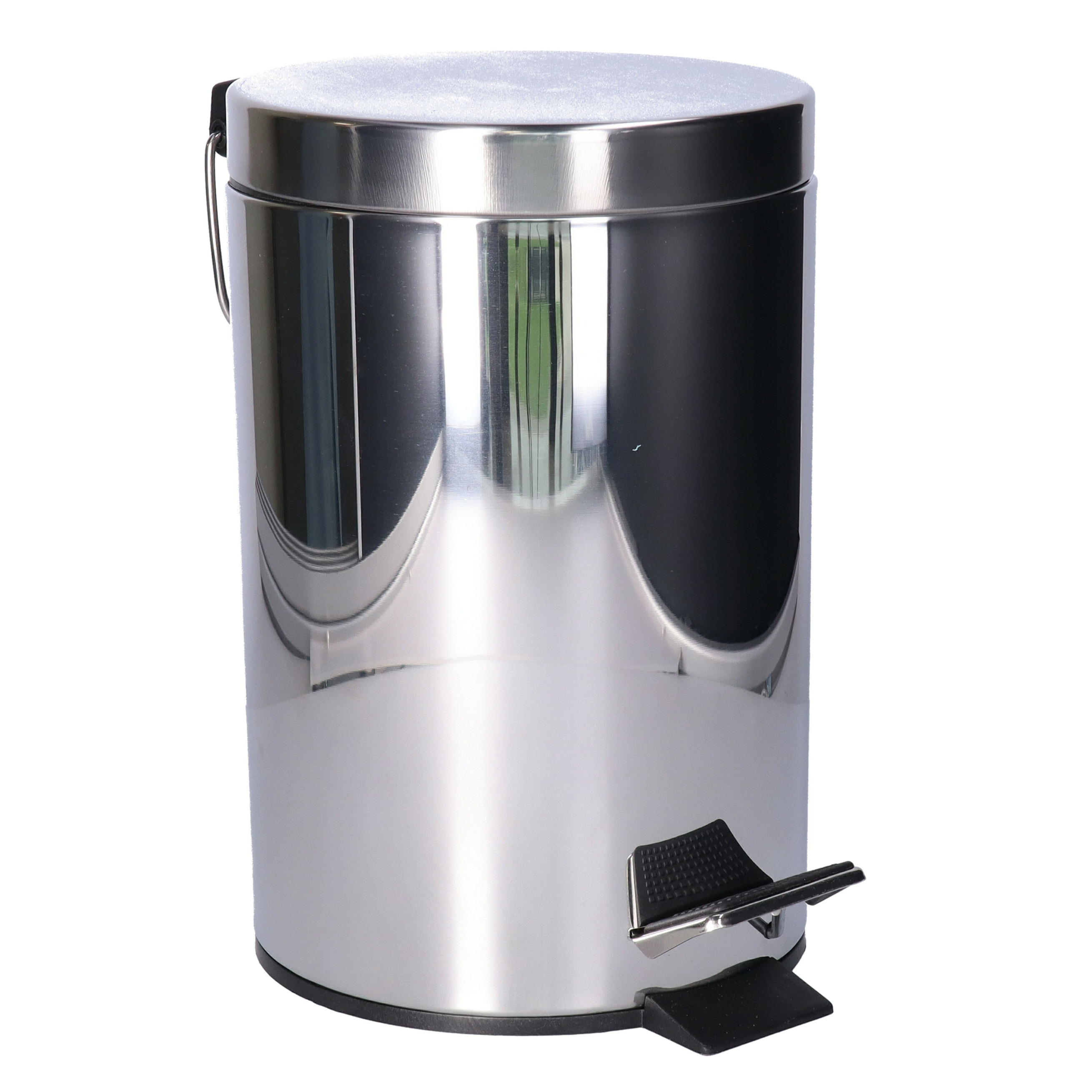 Pedaalemmer Shine - zilver - 3 liter - metaal - 16 x 24 cm - binnen emmer - toilet/badkamer -