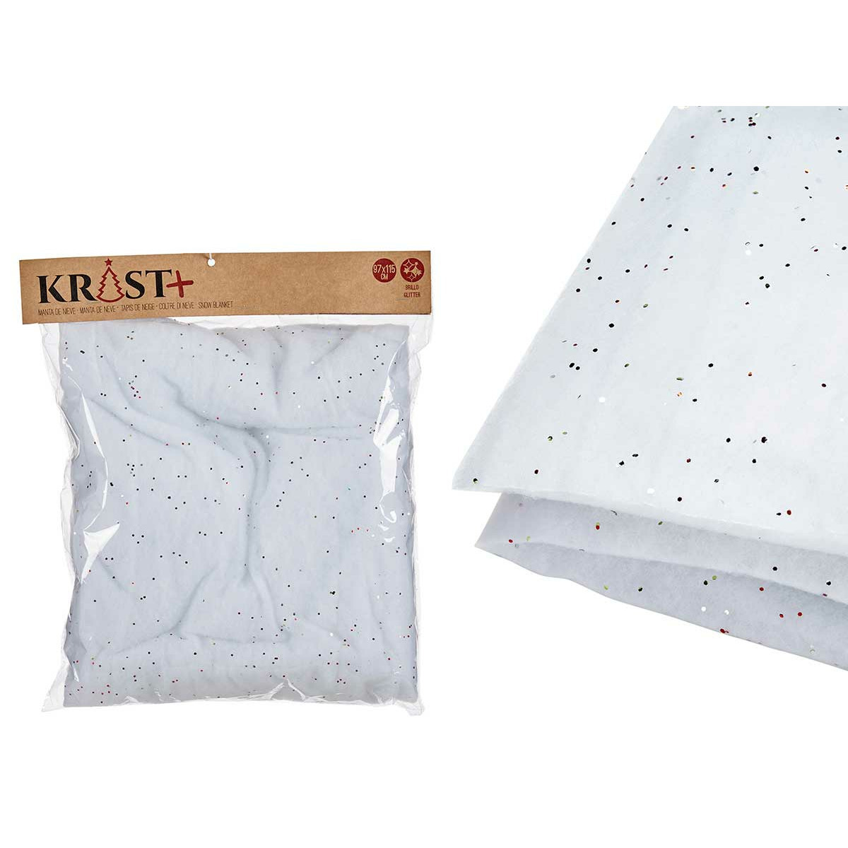 Sneeuwdeken/sneeuwtapijt - wit - 114 x 96 cm - met glitter - polyester -