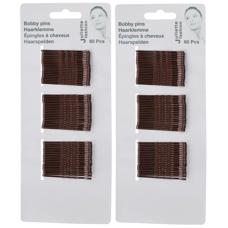 Schuifspeldjes/haarspelden - 120x stuks - koper - metaal - 5 cm - haarklemmen -