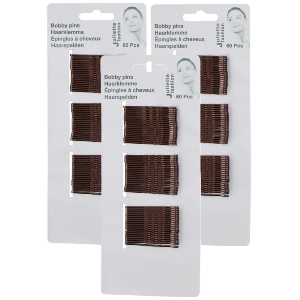 Schuifspeldjes/haarspelden - 180x stuks - koper - metaal - 5 cm - haarklemmen -